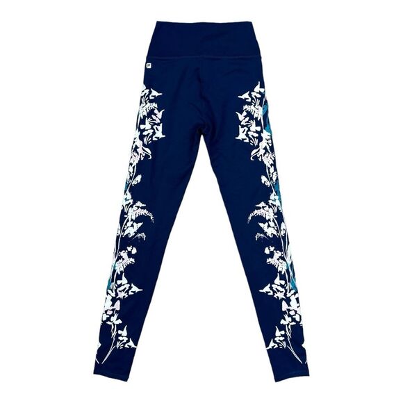 Fabletics Define PowerHold High-Waisted Navy Blue / White Floral Leggings Size S - Picture 4 of 9